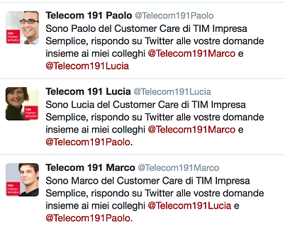 Telecom 191 Paolo, Telecom 191 Lucia, Telecom 191 Marco, TIM_IS, TIM Impresa Semplice, Data Driven UX